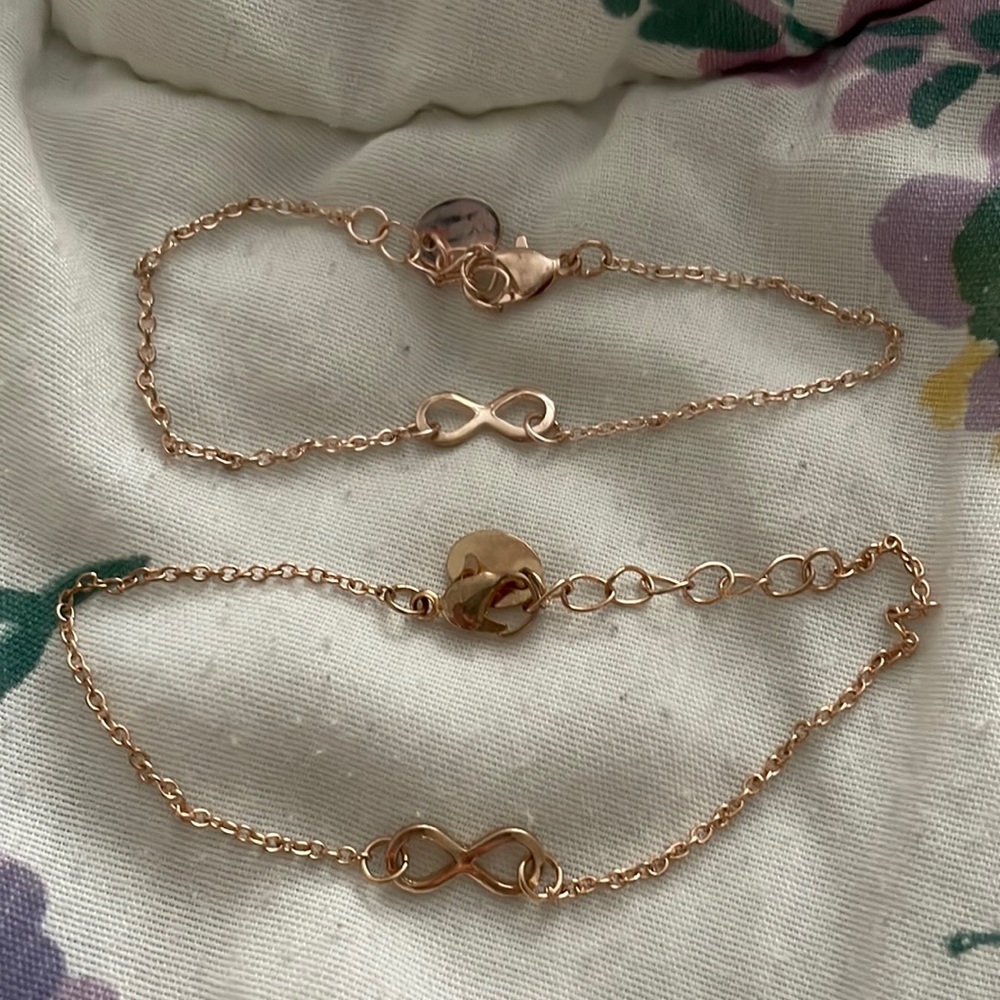 Gold and Rose Gold Infinity Bracelets